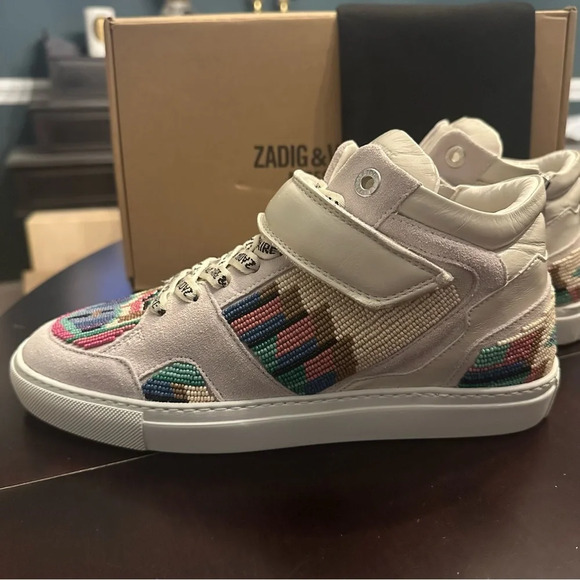 NIB Zadig & Voltaire ZV1747 MID FLASH FOLK BEADS Size 40 (US9) White Blanc - Picture 3 of 10